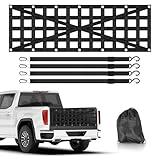 54"x17.7" Heavy Duty Tailgate Net for Truck Bed, Cargo Net Durable Truck Bed Extender Tailgate Cargo Net with 4 Adjustable Buckle Straps, 1 Storage Bag Perfect for Truck, Trailer, Pickup, Jeep, SUV