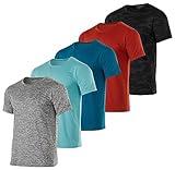 Real Essentials - Pack of 5 Men’s Active Quick Dry Fit Crew Neck T-Shirts Athletic Gym Workout Short Sleeve Tee Tops Camisas para Hombres Summer - Large - Set 17