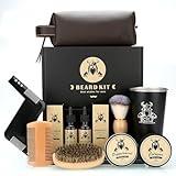 Beard Kit Gifts for Men, Christmas Father's Day Birthday Gifts for Dad Him, Grooming & Trimming Tool Complete Set, Beard Care Kit with 2 Beard Growth Oil/Balm/Brush/Comb/Shaving Soap/Cup&Storage Bag