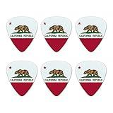 California Republic State Flag Novelty Guitar Picks Medium Gauge - Set of 6