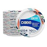 Dixie Large Paper Plates, 10 Inch, 204 Count, 2X Stronger*, Microwave-Safe, Soak-Proof, Cut Resistant, Disposable Plates For Everyday Breakfast, Lunch, & Dinner Meals