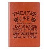 WHLBHG Theatre Life Leather Journal Notebook Theater Life Gifts Comedy Tragedy Mask Theatre Drama Bag Drama Actor Actress Gifts (Theatre Life)