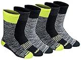 Dickies Men's Dri-Tech Moisture Control Crew Multipack Socks, Hi-vis Yellow Black (6 Pairs), Large