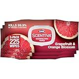 Clorox Scentiva Wipes, Bleach Free Cleaning Wipes, Household Essentials, Tahitian Grapefruit Splash, 75 Count (Pack of 3)