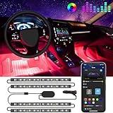 Govee Car LED Lights, Smart Car Interior Lights with App Control, RGB Lights with DIY Mode and Music Mode, 2 Lines Design LED Lights for Cars with Car Charger, 12V