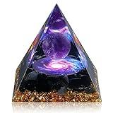 Hopeseed Orgone Pyramid for Positive Energy, Orgonite Amethyst&Obsidian Healing Crystal Pyramids for Reduce Stress Chakra Reiki Healing Meditation Attracts Lucky and Success