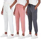 Real Essentials Women's Lounge Jogger Soft Teen Sleepwear Pajamas Fashion Loungewear Yoga Pant Active Athletic Track Running Workout Casual wear Ladies Yoga Sweatpants Pockets, Set 10, S, Pack of 3