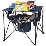 EVER ADVANCED Folding Tailgating Table with Cooler, Portable Camping Picnic Table with Cup Holders and Carry Bag for Outdoors, Beach, Hiking and Tailgating, Blue