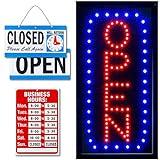 Ultima LED Neon Open Sign for Business: Vertical Lighted Sign Open with Flashing Mode – Indoor Electric Light up Sign for Stores - Includes Business Hours and Open & Closed Signs