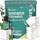 Shower Steamers Aromatherapy - 14 Pack Eucalyptus & Mint Shower Bombs and 5ml Natural Eucalyptus Essential Oils, Nasal Relief, Self Care Stress Relief Gifts for Mom Wife, Christmas Gifts for Women Men