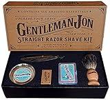 Gentleman Jon Straight Razor Shaving Kit | Vintage Wet Shave Grooming Set for Men - Includes: Straight Edge Razor, Hair Shaving Brush, Alum Block, Shave Soap, Bowl & Double Edge Razor Blades