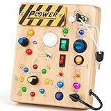 Joyreal Montessori Toddler Busy Board, 19 Led Wooden Sensory Board Educational Toy, Montessori Toys for 1-6 Year Old, Travel Toys Gifts for Toddlers Boys and Girls