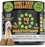 Googipet Premium 10 in 1 Dog Vitamins Multivitamin Chewable with Probiotics for Gut Health, Dog Vitamins and Supplements w/Vitamin C & Glucosamine for Joint Support (Peanut Butter & Pumpkin Flavor)