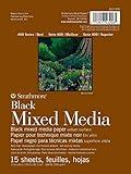 Strathmore 400 Series Mixed Media Paper, Black, Foldover Pad, 6x8 inches, 15 Sheets (184lb/300g) - Artist Paper for Adults and Students - Watercolor, Gouache, Graphite, Ink, Pencil, Marker