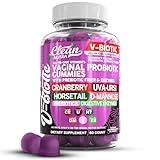 Vaginal Probiotics for Women Gummies with Cranberry, Uva Ursi, Horsetail, D-Mannose, Prebiotics & Digestive Enzymes Women's Vaginal Health Supplement for pH Balance Flora Odor VBiotic by Clean Nutra