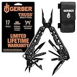 Gerber Gear Truss 17-in-1 Multitool with Pocket Knife and Needle Nose Pliers - Gifts for Men, Compact EDC Gear, Black with Standard Sheath
