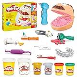 Play-Doh Drill 'n Fill Dentist Toy for Kids 3 Years and Up with Cavity and Metallic Colored Modeling Compound, 10 Tools, 6 Total Cans, 2 Ounces Each, Non-Toxic, Assorted Colors