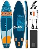 FUNKEE 11’×34"×6" Extra Wide Inflatable Stand Up Paddle Board, Sup Board with Removable Fins, Backpack, Floating Paddle, Safety Leash, Floating Phone Case for Adults & Youth of All Skill Levels