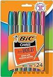 BIC Cristal Xtra Bold Ballpoint Pens, Bold Point (1.6mm) For Vivid And Dramatic Lines, Assorted Colors, 24-Count Pack