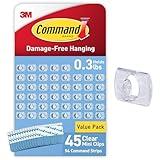 Command Indoor Mini Light Clips, Damage Free Hanging Christmas Light Clips, Mini Wall Clips for Hanging Indoor Christmas Decorations, Lights and Cables, 45 Clear Clips and 54 Command Strips