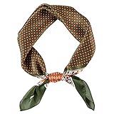 GERINLY Cowboy Neckerchief for Men 27 Inch Silk Neck Bandana Retro Rock Head Scarf for Music Festival Ascot (Armygreen)