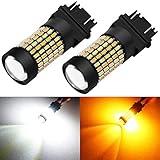 PHINLION Super Bright White Amber Dual Color Switchback 3157 3155 3057 3457 4157 LED Bulbs with Projector for Car Front Turn Signal Parking Lights