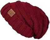 Funky Junque Women's Oversized Slouchy Beanie, Chunky Cable Knit Warm Soft Winter Hat, One Size, Burgundy