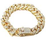 Halukakah Gold Chains for Boys - TYCOON JUNIOR - Kid's 14MM Diamond Cuban Link Chain,18k Real Gold Plated Bracelet 7",Prong Set Lab Diamonds,Fits Ages 8-16 Y/O. Comes with Giftbox