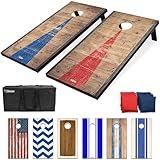 GoSports 4 x 2 ft Rustic Design Cornhole Game Set - Includes Two 4 x 2 ft Boards, 8 Bean Bags, and Carry Case