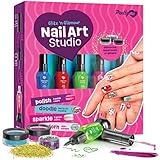 Nail Art Studio for Girls - Nail Polish Kit for Kids Ages 7-12 Years Old - Girl Gifts Ideas - Girls Nails Gift Set - Cool Girly Stuff - Polish, Pens, Glitter, Stickers, Gems, Filer - 8 9 10 11 12 Year