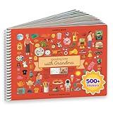 CUPKIN Sticker Book for Kids 2-4, 500+ Kids Stickers, Spending Time with Grandma 12 Coloring Pages, 12 Scenes, Fun Toddler Travel Activity Coloring and Sticker Books for Children Ages 4-8 + 8-10