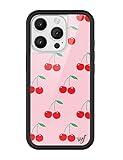 Wildflower Cases - Pink Cherries, Compatible with Apple iPhone 16 Pro | Red Fruit Cherry Popular Aesthetic Cute Trendy - Protective Black Bumper, 4ft Drop Test Certified, Women Owned Small Business