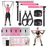 Bbtops Pilates Bar Kit with Resistance Bands,Pilates Flexbands Kit Exercise Fitness Equipment for Women & Men Home Gym Yoga Pilates,Multifunctional Pilates Bar Full Body Workout Equipment Pink