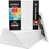 ARTEZA Canvas Panels for Painting, 14 x 6 x 6 Inches, 100% Cotton, Gesso-Primed, Lightweight, Nontoxic, Acid-Free, for Adults and Teens, Oil and Acrylic Painting, Pack of 14