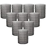 YOUBET 24PCS Plastic Drinking Glasses - 14OZ Black Hobnail Drinkware Glasses - Vintage Glassware Textured Beaded Cups for Water, Beer, Whiskey, Juice and Various Mixed Drinks