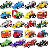 Pull Back Car, 20 Pcs Assorted Mini Truck Toy and Race Car Toy Kit Set, Play Construction Vehicle Playset for Boy Kid Child Party Favors Birthday Game Supplies Pinata Stuffers Easter Egg Hunt Fillers