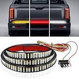 Livtee Truck Tailgate Light Bar, 60" Triple Row LED Brake Light Strip with Red Brake/White Reverse/Sequential Amber Turning Signals, Light Bars for Trucks, Truck Accessories for Men- IP68 Waterproof