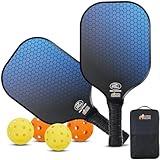 Gorilla Gear USAPA Approved Pickleball Paddles Set of 2, Indoor Fiberglass Shock Absorbent Racket with Comfortable Grip, Outdoor Pickle Ball Court Equipment, Sports Accessories Includes Bag, Blue