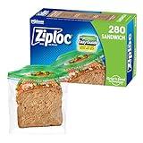 Ziploc Sandwich and Snack Bags with EasyGuide Texture, Plastic Storage Bags with Grip 'n Seal Technology, 280 Bags Total