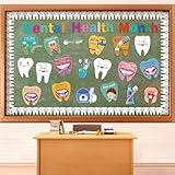 Watersay 60 Pcs Dental Health Month Bulletin Board Decorations Set Teeth Health Dental Protection Wall Decor for Teaching Props Educational Blackboard Decor Holiday Celebrating Party Supplies