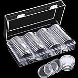 Silver Dollar Coin Case Holder for Collectors 40.6mm Silver Bar Plastic Round Coin Capsules Covers for Silver Bar Coin Collection Supplies (60 Pieces)