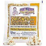 12oz Popcorn Machine Popcorn Packets - All-in-One Movie Theater Style Popcorn Kernels, Salt, and Oil Packs by Great Northern Popcorn (24 Case)