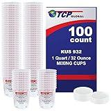 (Full Case of 100 each - Quart (32oz) PAINT MIXING CUPS) by Custom Shop - Cups are Calibrated with Multiple Mixing Ratios (1-1) (2-1) (3-1) (4-1) (8-1) BOX of 100 Cups includes 12 bonus Lids