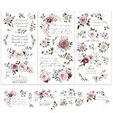 OLYCRAFT 3pcs/Set Purple Rose Rub on Transfers for Furniture and Crafts 6x12 inch Poetry Flowers Furniture Decals Floral Theme Transfer Stickers Rub on Decals for Wood Furniture Home Decor
