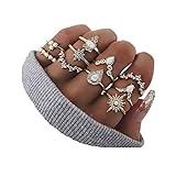 CSIYANJRY99 Cute Rings for Women Teens Gifts Trendy Stuff Stackable Knuckle Rings Set Fashion Things Christmas Gifts Stocking Stuffers Boho Vintage Crystal Aesthetic Jewelry