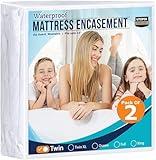 Utopia Bedding Zippered Mattress Encasement Twin, 100% Waterproof Bed Bug and Dust Mite Proof Mattress Protector, Absorbent Six-Sided Mattress Cover (Pack of 2)