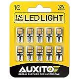 AUXITO 194 LED Light Bulb Amber Yellow 168 2825 W5W T10 Wedge 14-SMD LED Replacement Bulbs for Car Dome Map Door Courtesy License Plate Lights, Pack of 10