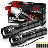 Victoper LED Flashlight 2 Pack, Bright 2000 Lumens Tactical Flashlights High Lumens with 5 Modes, Waterproof Zoomable Flash Light for Outdoor, Gifts for Christmas Stocking Camping Essentials Gear