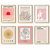 dazongweihan Pink Matisse Prints Wall Art, Aesthetic Posters Danish Wall Art, Flower Market Exhibition Posters,8x10in, Unframed,Set of 6(F)