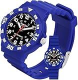 SOCICO Childrens Analog Watch, Waterproof Time Teaching Watch for Boys & Girls, Soft Comfort Band, Easy to Read Dial, Durable Learning Wristwatch for Kids, Great for School (Blue - Black face)